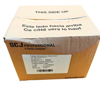 Shipping box containing Kindest Kare soap refill bottles