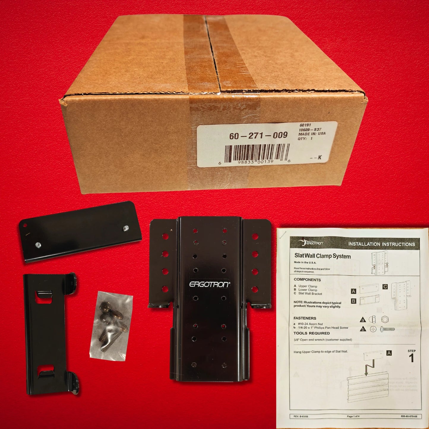 Ergotron 60-271-009 Slatwall Wall Mount Bracket – Monitor Arm Add-On