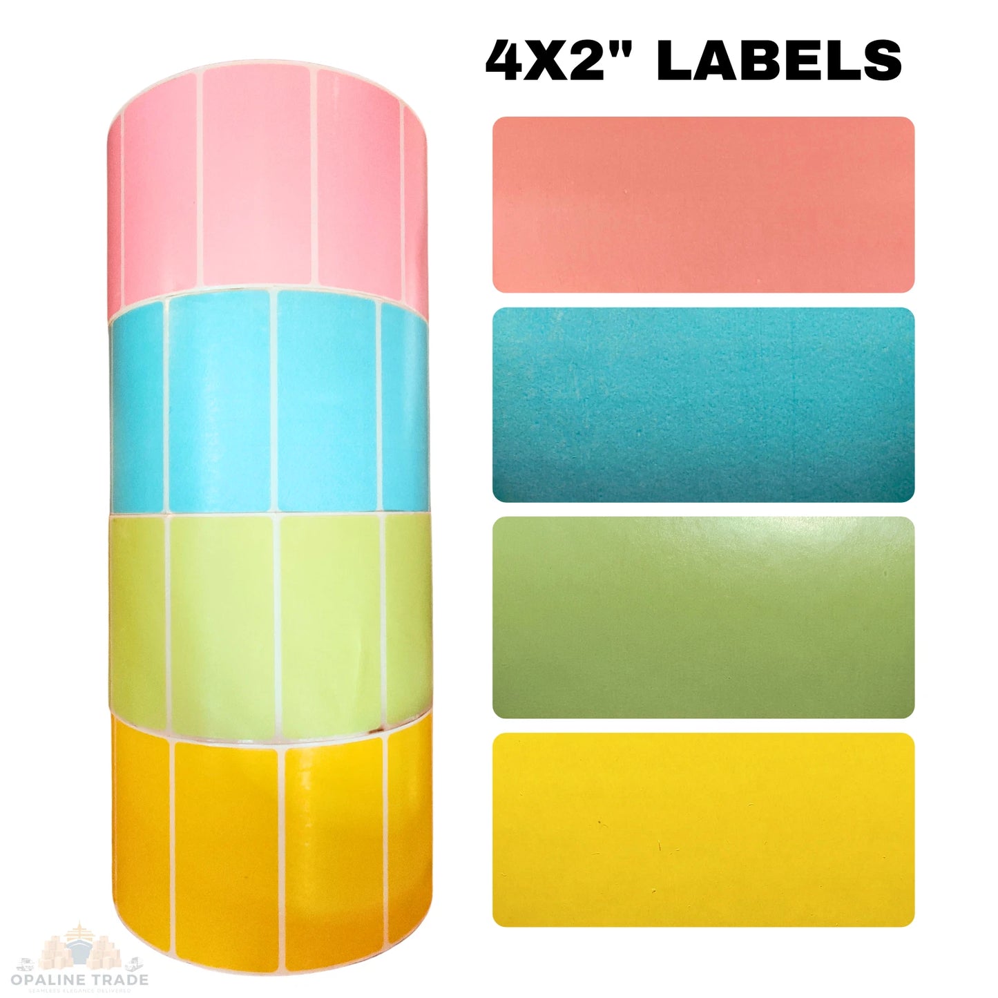 4x2" Thermal Labels, 3" Core: Blue/Pink/Yellow/Green, Pick Color, 3000-Roll