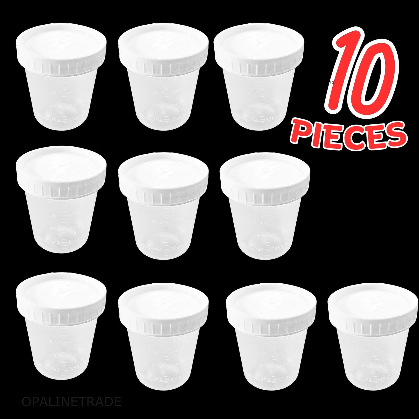 10-Pack 120mL Lab Specimen Containers with Screw Cap - Marked Date/Room