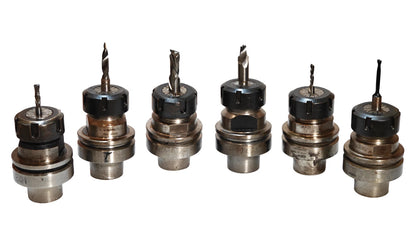 LOT of 6 HSK63F Tool Holders w/ Precision ER32 Collets & End Mills | CNC Router