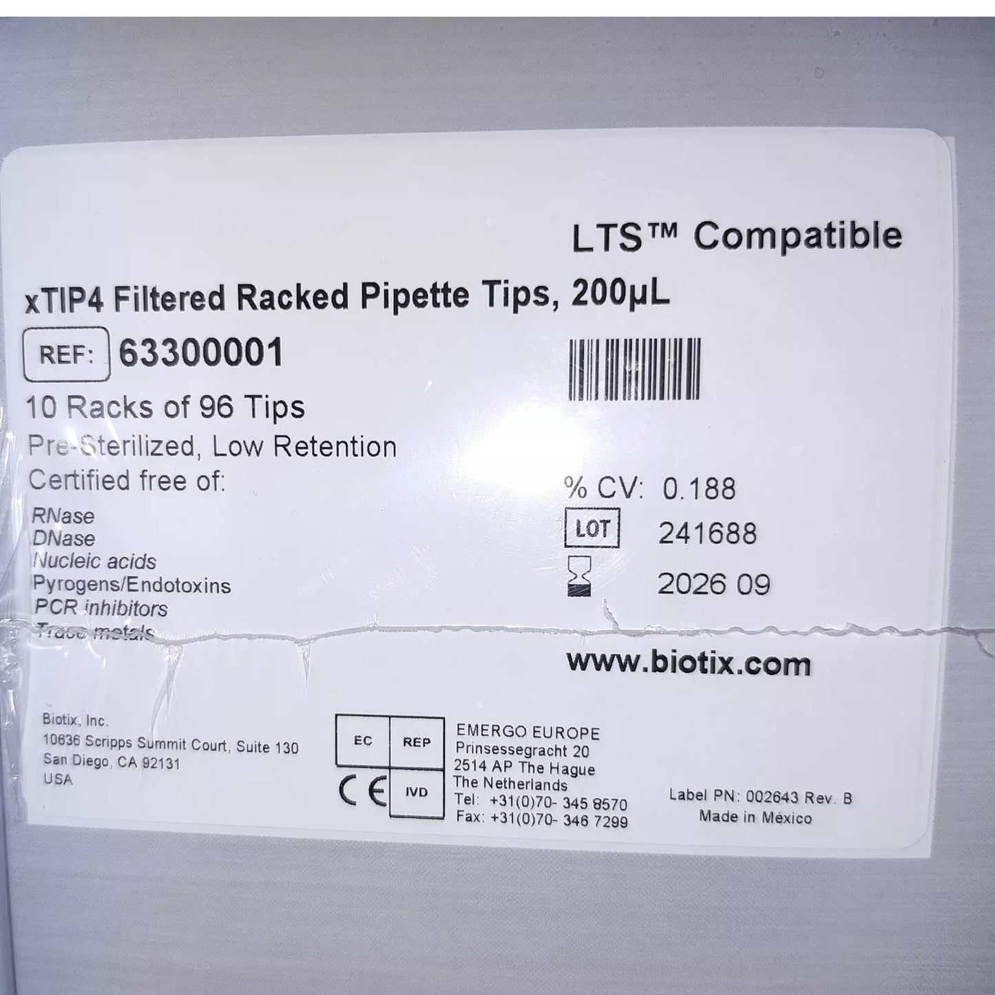 xTIP4 200uL Low Retention Sterile Filtered Racked Pipette Tips - LTS Compatible