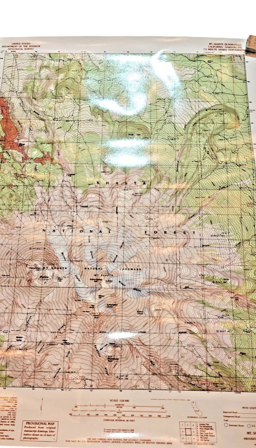 USGS Mt. Shasta California Topographic Map 1986 Provisional Edition 1:24,000