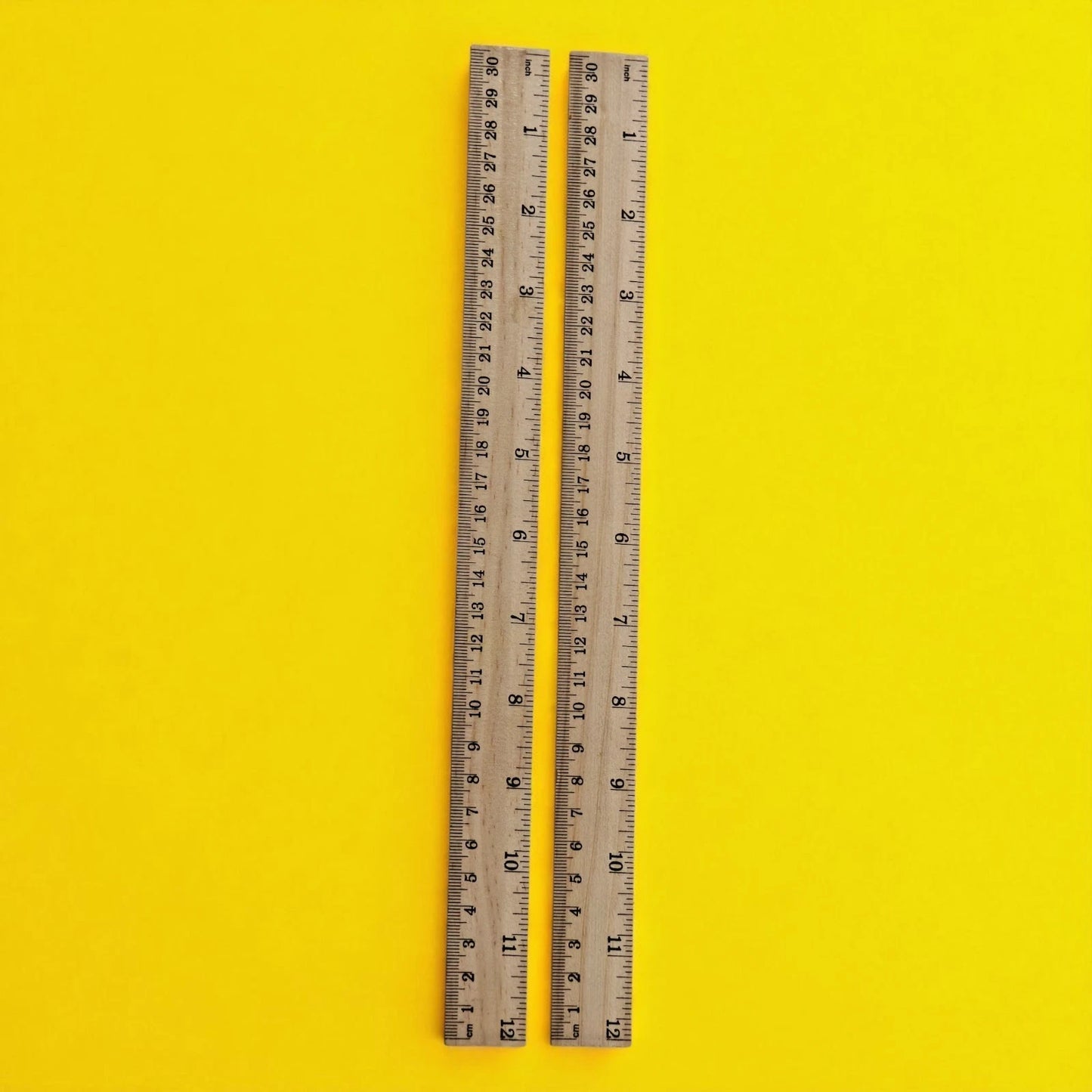 Set of 2 Wooden School Rulers 12 Inch / 30cm For Classroom, Home, Office, Craft