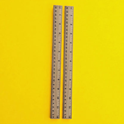 Set of 2 Wooden School Rulers 12 Inch / 30cm For Classroom, Home, Office, Craft