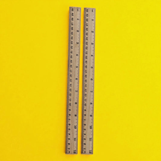 Set of 2 Wooden School Rulers 12 Inch / 30cm For Classroom, Home, Office, Craft