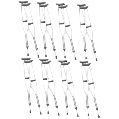 8PK CardinalHealth Adjustable Aluminium Axillary Crutches Adult 62-70 in, 300lbs