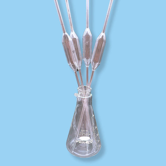 Set of VWR 500mL Filtering Flask & 4 Pyrex 50mL Volumetric Pipets | Heavy Wall