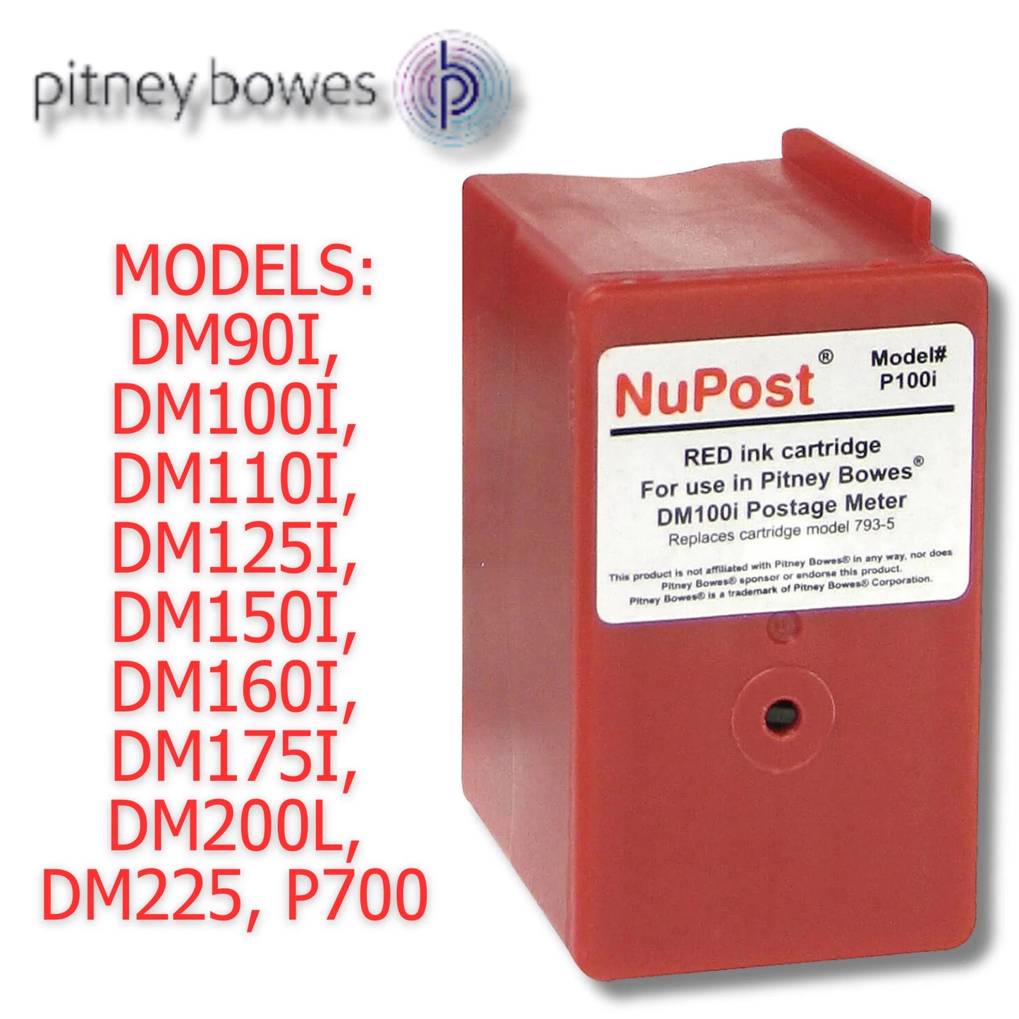 Pitney Bowes 793-5 Compatible Red Ink Cartridge 35ml, Remanufactured