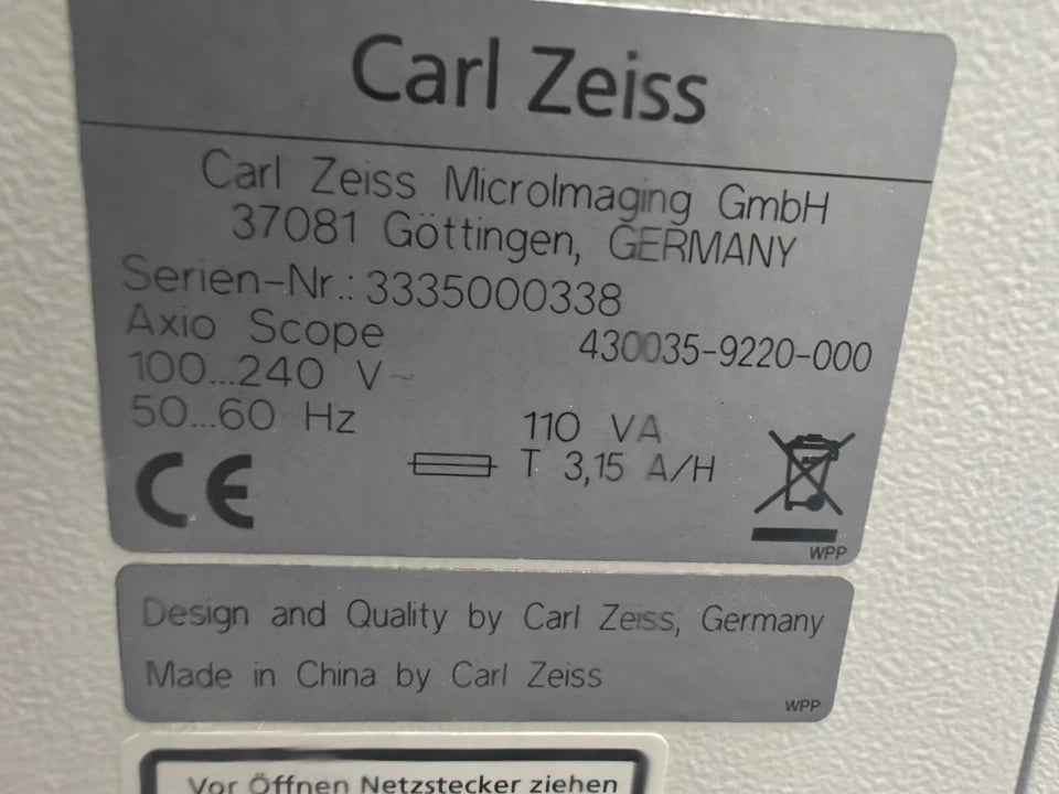 Zeiss Axio Scope.A1 Microscope w/ LED Illuminator, 20x Objective, 10x Eyepieces
