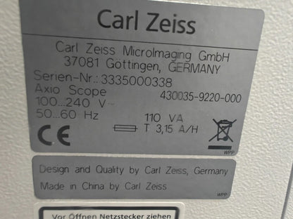 Zeiss Axio Scope.A1 Microscope w/ LED Illuminator, 20x Objective, 10x Eyepieces