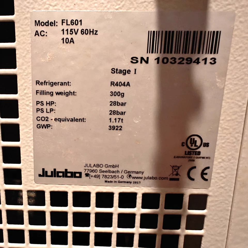 Julabo FL601 Recirculating Chiller with Copper Coil Immersion Heat Exchanger
