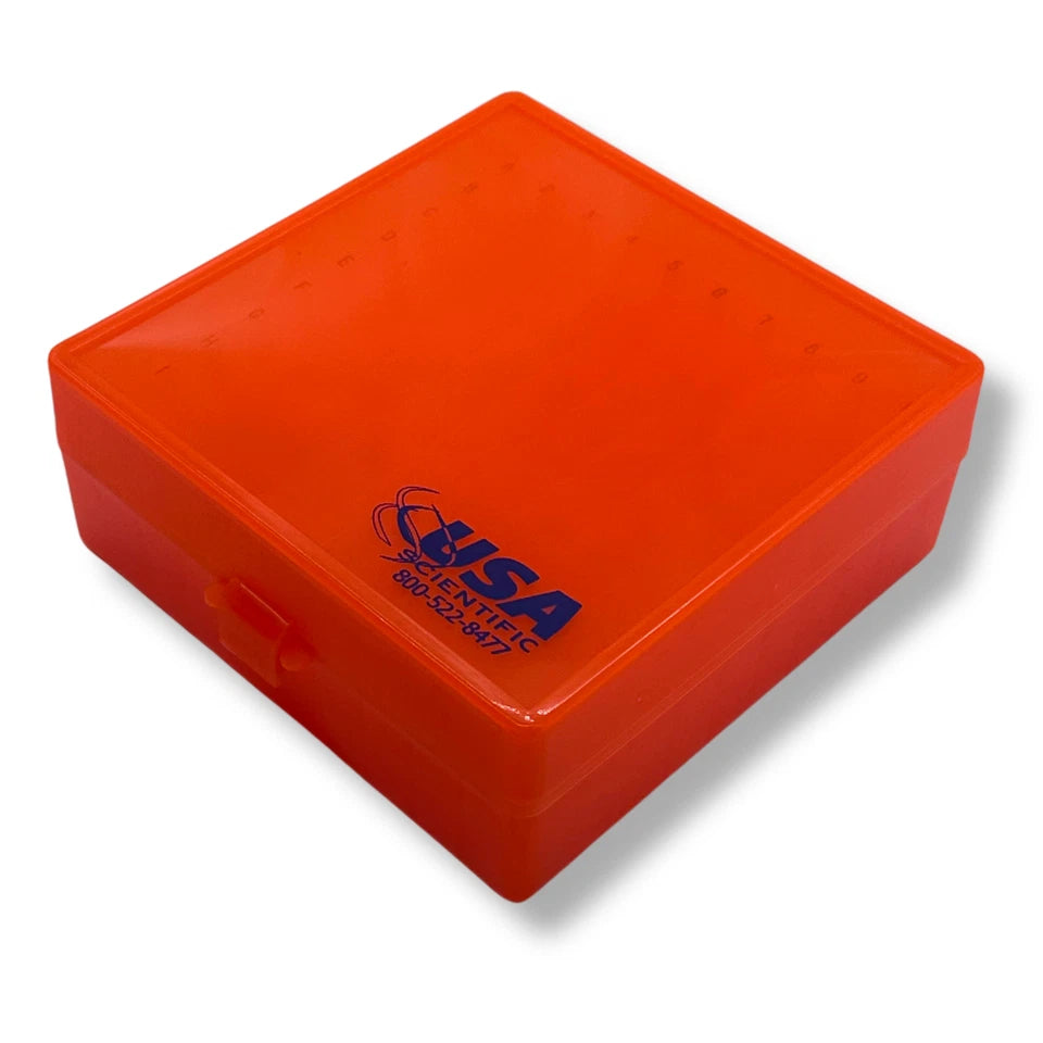 USA Scientific 100-Well 2in Cryogenic Freezer Tube Storage Box - Choose Color