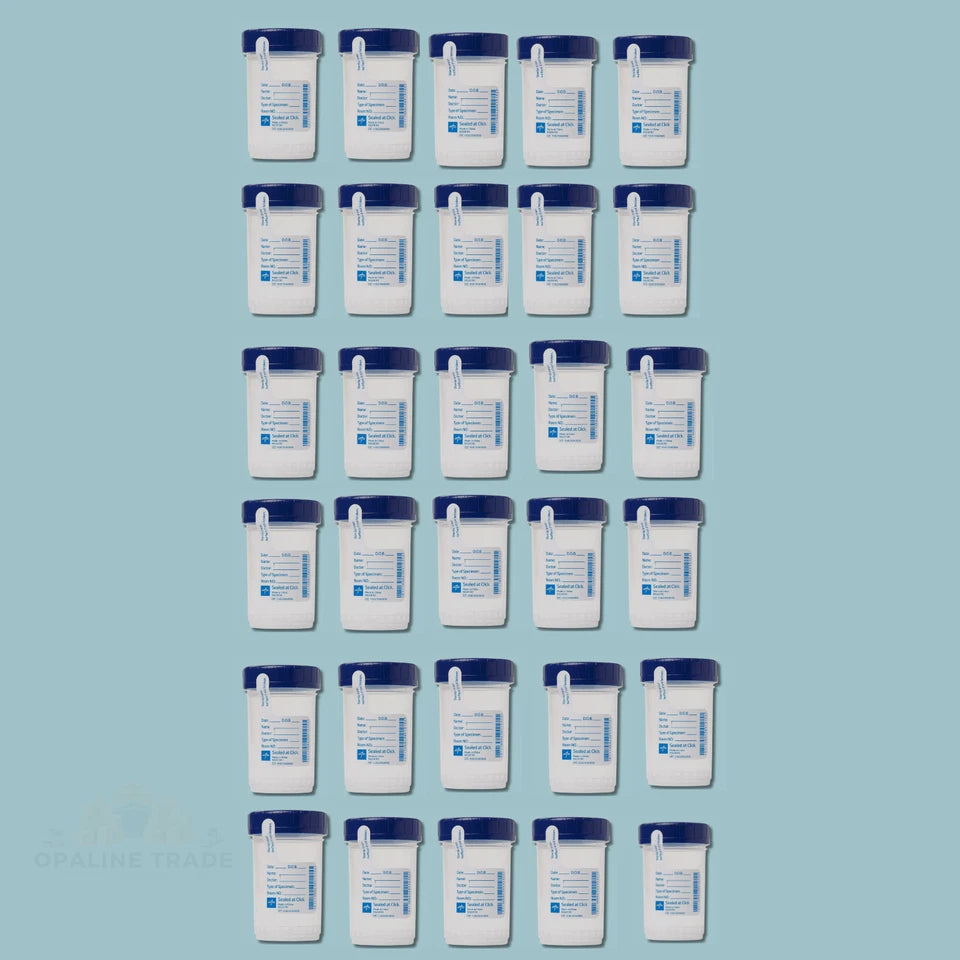 4oz Sterile Urine Sample Cup, Click-N-Close Lid, Specimen Container w/ ID Label