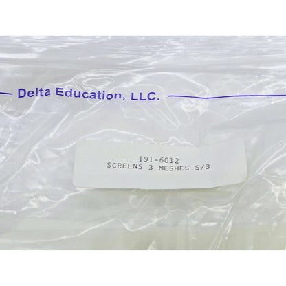 3 Pack Delta Education 191-6012 Classroom Lab Sieve Mesh Screens 6x6 in, (S/M/L)