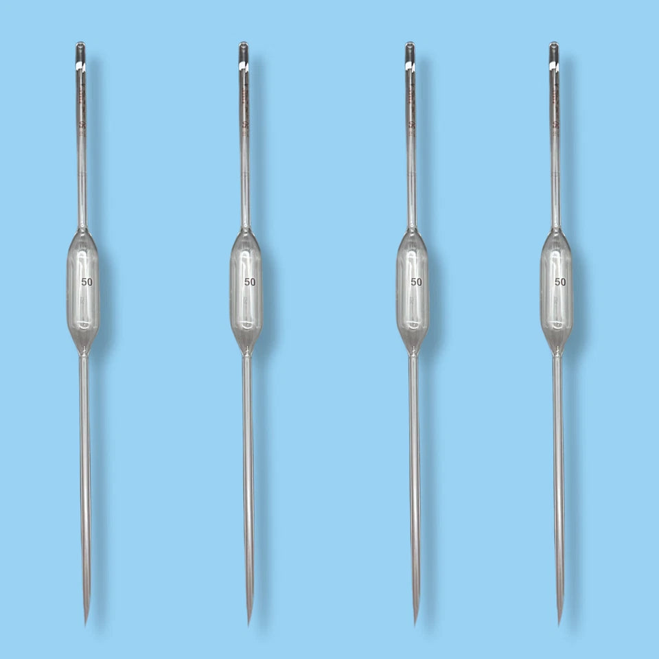 Set of VWR 500mL Filtering Flask & 4 Pyrex 50mL Volumetric Pipets | Heavy Wall
