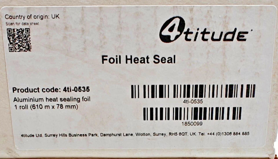 4titude 4ti-0535 Foil Heat Seal For PCR Plates 1 Roll (610m x 78mm) | Pierceable