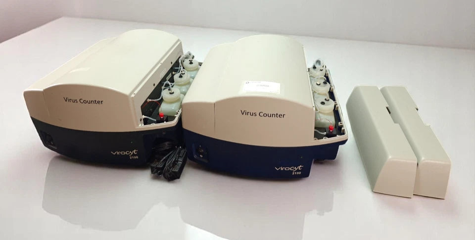 Set of 2 ViroCyt 2100 Virus Counter Lab Analyzers w/ Manual & Power Supply