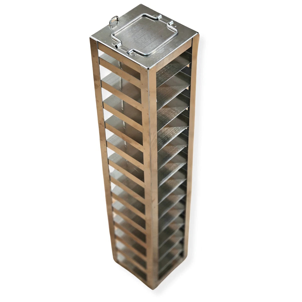 13-Shelf Cryogenic Vertical Freezer Storage Rack For 2" Boxes with Locking Rod