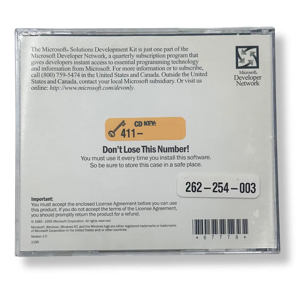 Microsoft Solutions Development Kit Software CD / DVD | Windows | Vintage OS
