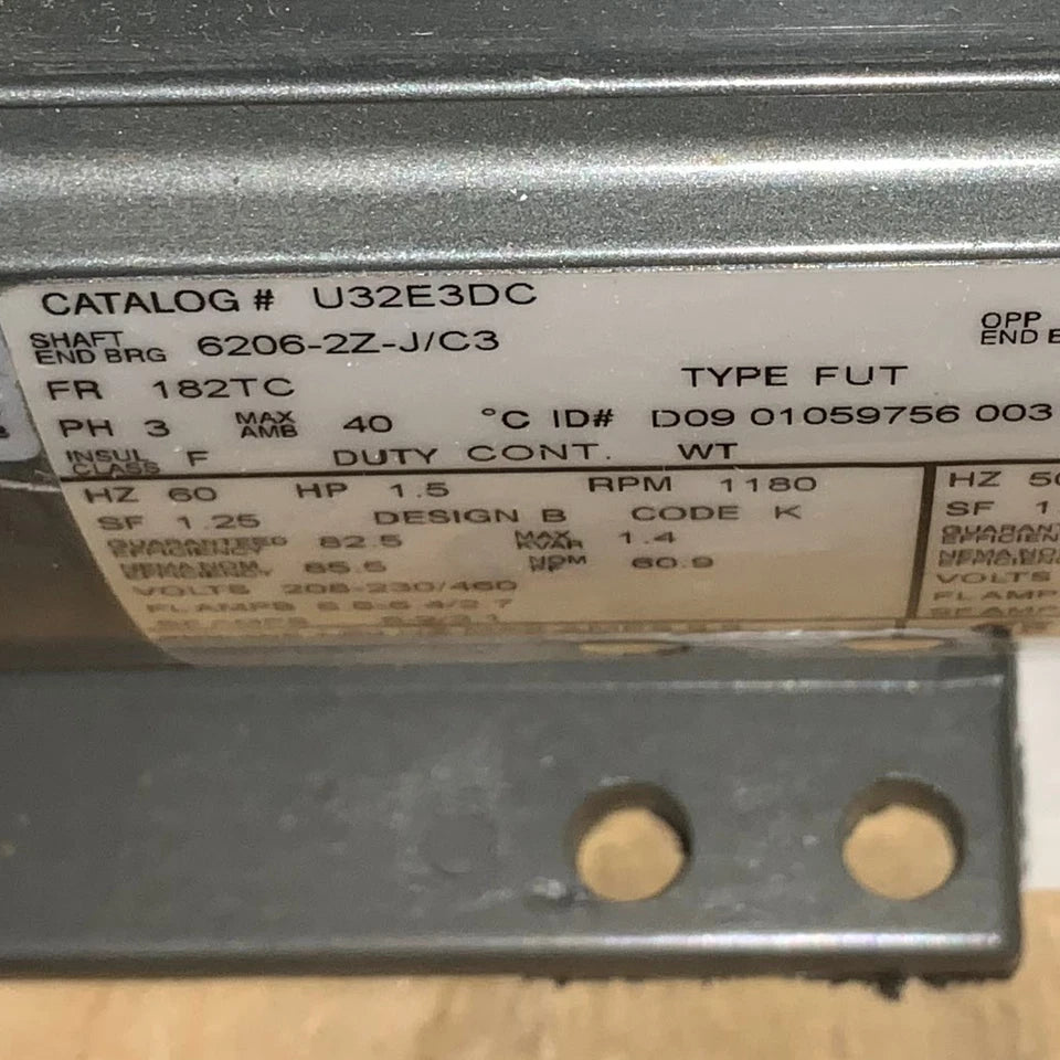 U.S Motors 1.5 HP 3 Phase Energy Efficient AC Motor | 1180 RPM | TEFC [U32E3DC]