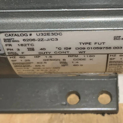 U.S Motors 1.5 HP 3 Phase Energy Efficient AC Motor | 1180 RPM | TEFC [U32E3DC]