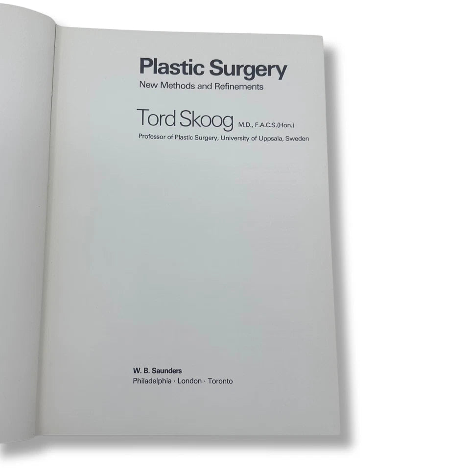 Tord Skoog Plastic Surgery: New Methods and Refinements 1974 Hardcover | RARE