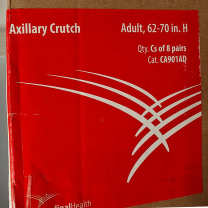 8PK CardinalHealth Adjustable Aluminium Axillary Crutches Adult 62-70 in, 300lbs