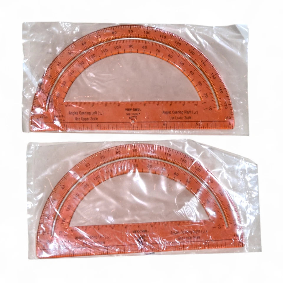 Hand2Mind Safe-T Protractor for Kids 180° Geometry Tool, Orange (2-PACK)