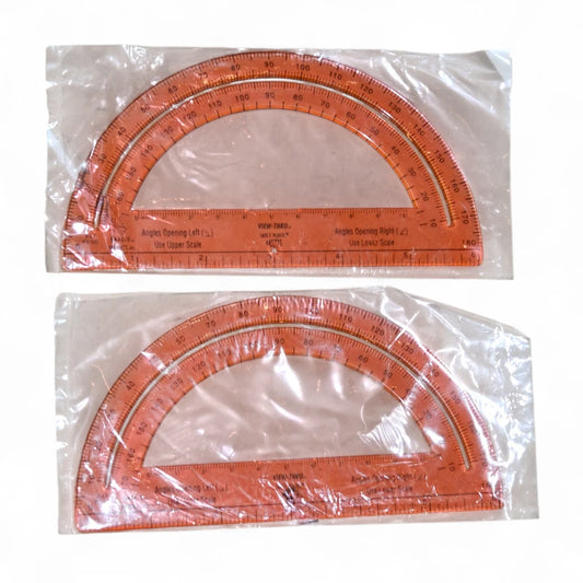 Hand2Mind Safe-T Protractor for Kids 180° Geometry Tool, Orange (2-PACK)