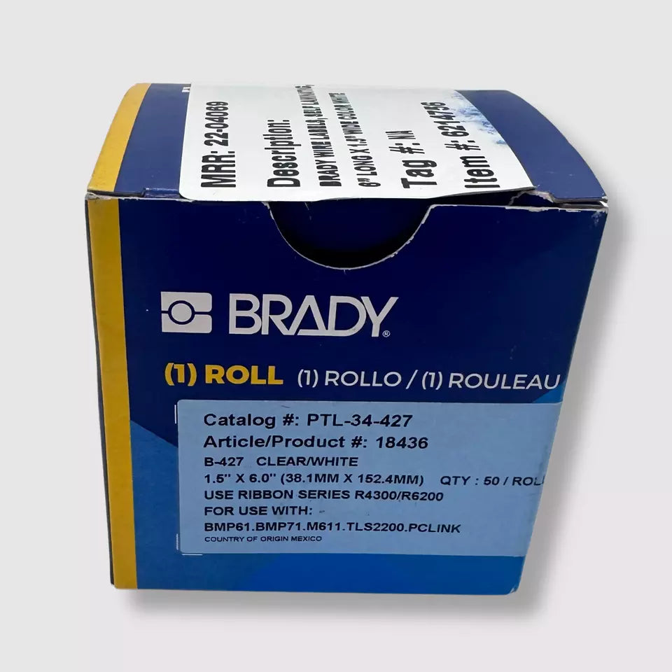 Brady 1.5x6 Clear/White Self-Laminating Vinyl Wrap Roll | PTL-34-427