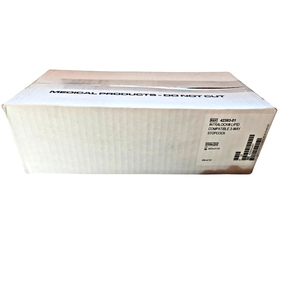 ICU Medical Intralock 3-Way Stopcock Lipid Compatible, Case of 25, Sterile | NEW