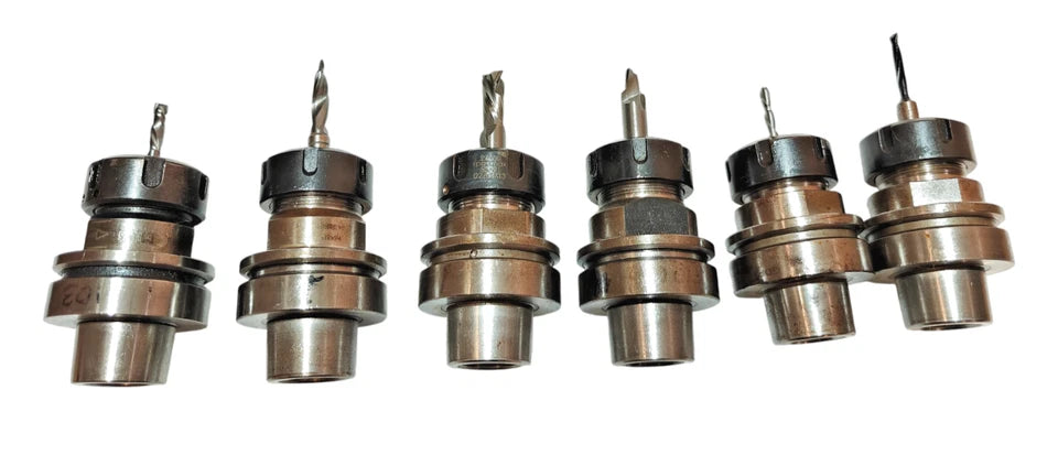 LOT of 6 HSK63F Tool Holders w/ Precision ER32 Collets & End Mills | CNC Router