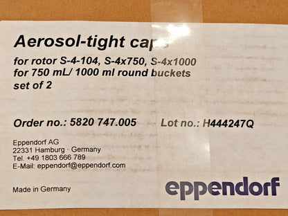 Eppendorf [5820747005] Aerosol-Tight Lids for 750mL Round Bucket (2/PACK) Caps