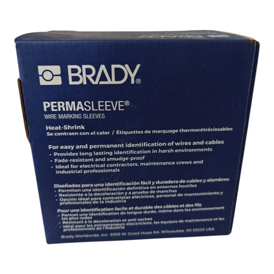 BRADY PermaSleeve PS-187-2-BK-S Heat Shrink Wire Labels 3/16”, 3" Core Printers