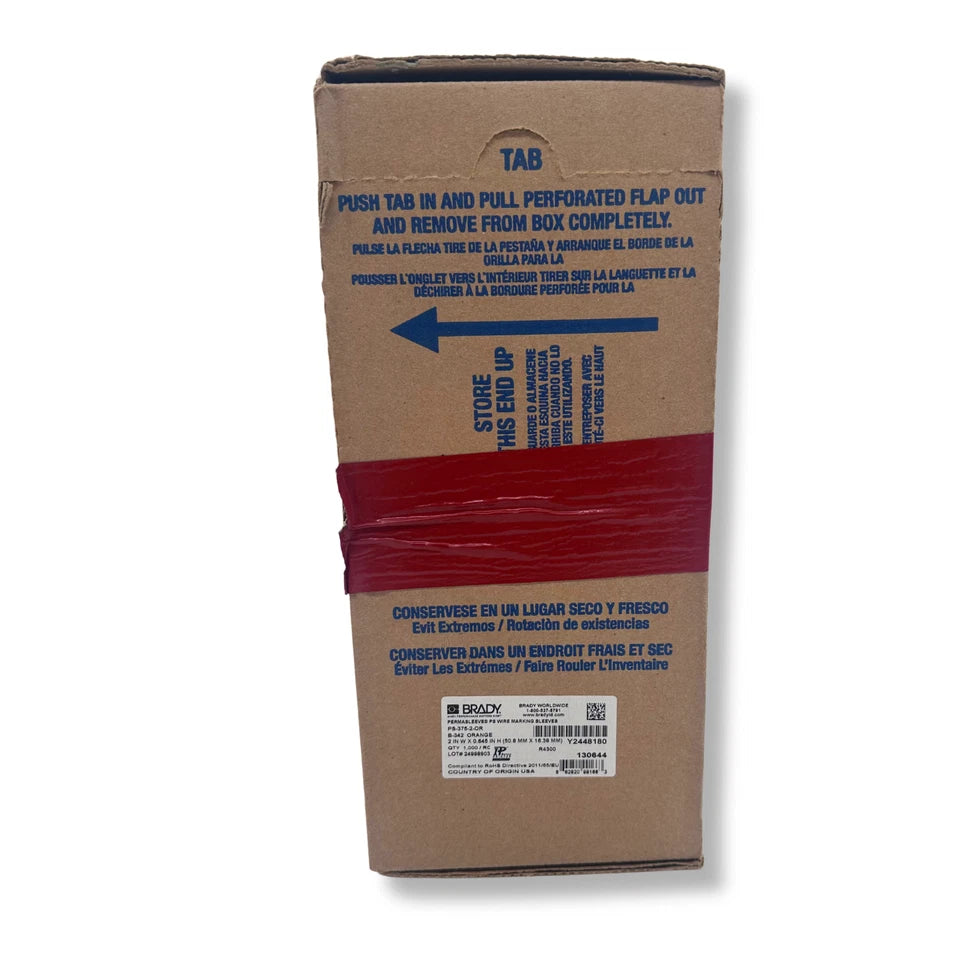 Brady 2" x 0.645" PS-375-2-OR | Orange Heat Shrink Wire Marking Sleeve Labels