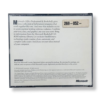 Microsoft Office Professional and Bookshelf Software CD | 1994 Vintage Windows
