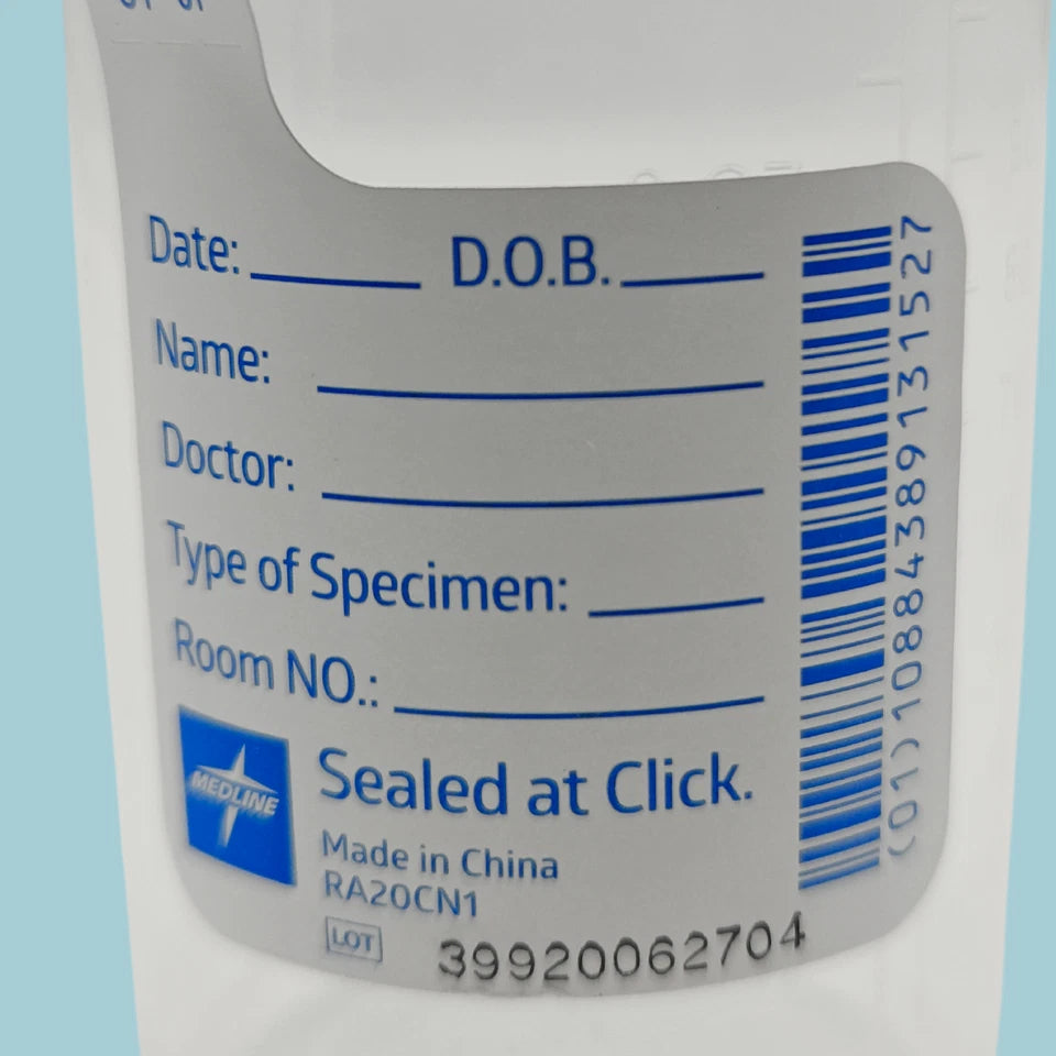 4oz Sterile Urine Sample Cup, Click-N-Close Lid, Specimen Container w/ ID Label