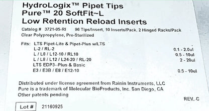 Thermo Rainin LTS SoftFit-L 20µL Non-Filtered Pipette Tips, Sterile , 4800/Case