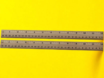 Set of 2 Wooden School Rulers 12 Inch / 30cm For Classroom, Home, Office, Craft