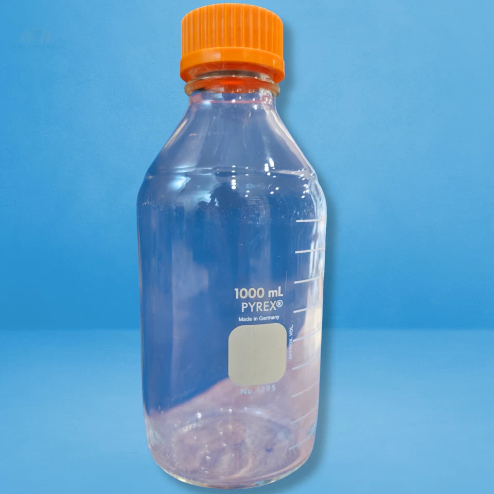 Corning PYREX 1395-1L 1000ml Round Media Storage Bottle w/ GL45 Cap & Pour Ring