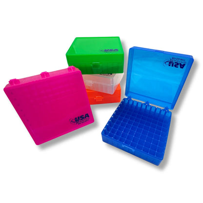 USA Scientific 100-Well 2in Cryogenic Freezer Tube Storage Box - Choose Color