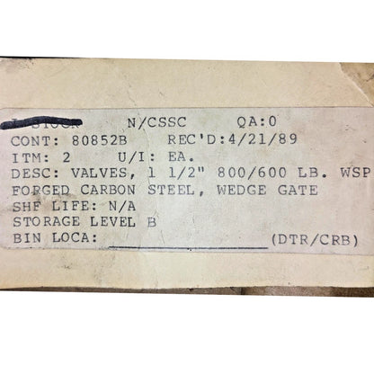 VOGT VALVE 1-1/2 in. Forged CARBON Steel Conventional Port Threaded Gate Valve