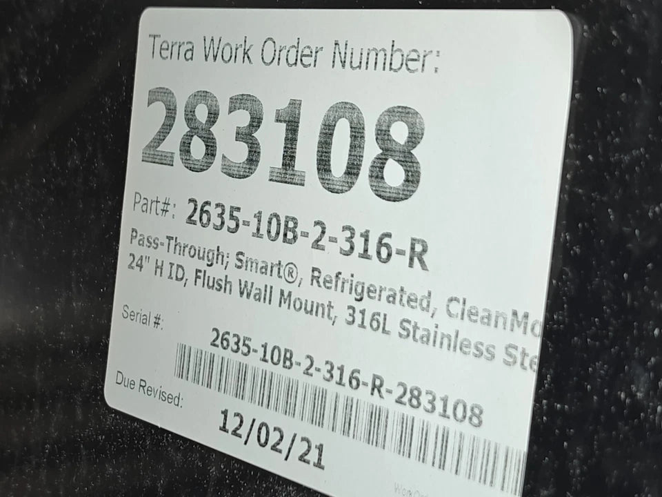 Terra Universal [2635-10B-2-316-R] Smart Refrigerated Pass-Through Chamber 24x24