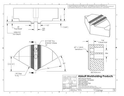Abbott CIKTT8P 1.5 MM X 60 DEGREE SERRATED PIE JAWS For 8" Chuck Cast Iron