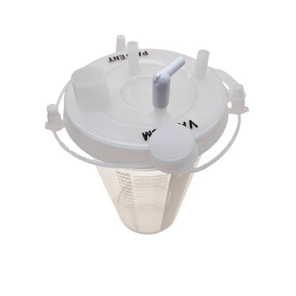 (24 Case) MediChoice 2000cc Disposable Suction Canisters with Lid and 2 Elbows