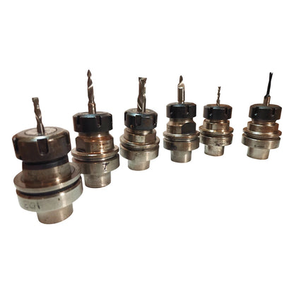 LOT of 6 HSK63F Tool Holders w/ Precision ER32 Collets & End Mills | CNC Router