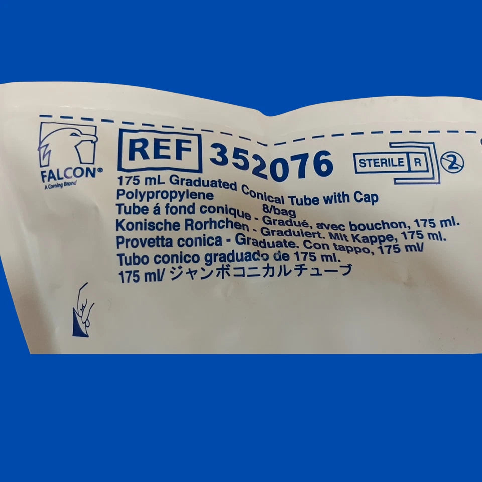 Falcon® 175mL Sterile Graduated Conical Tube w/ Cap, Polypropylene, 8PK, 352076