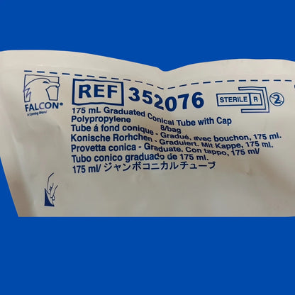 Falcon® 175mL Sterile Graduated Conical Tube w/ Cap, Polypropylene, 8PK, 352076