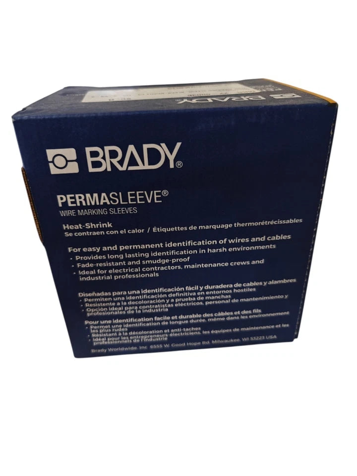 BRADY PermaSleeve [PS-125-2-BK-S] Heat Shrink Wire Marking Sleeves 1/8”, 3” Core